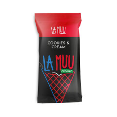LA MUU Cookies & Cream Küpsisejäätis vahvlikoonuses, 90g/150ml, ÖKO 90g