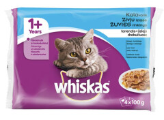 WHISKAS Konservuotas kačių ėdalas WHISKAS, su žuvimi, 4 x 100 g 400g