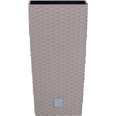 PROSPERPLAST Plastikinis vazonas RATO SQUARE, su įdėklu, smėlio sp., 26,5 x 26,5 x 50 cm 1pcs