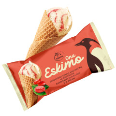 ONU ESKIMO Cream ice cream with barberries candy flavoured filling in waffle cone 0,084kg