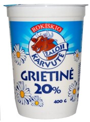 ROKIŠKIO ŽALOJI KARVUTĖ Sour cream ŽALOJI KARVUTĖ,20%,400g, cup 400g
