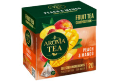 AROMA TEA Augļu tēja maisiņos piramīdas Persiku un mango 20x2 40g
