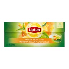 LIPTON Žal. arbata LIPTON GREEN CITRUS, 25 vnt 32,5g