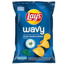 LAY'S Kartupeļu čipsi un Krējumu un garšaugiem 130g