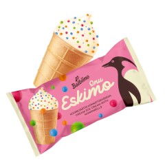 ONU ESKIMO Dairy ice cream with candy pieces in waffle cup 0,065kg