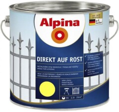 ALPINA Metalo dažai ALPINA DIREKT AUF ROST RAL1021, geltonos sp., 2,5 l 2,5l