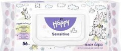 HAPPY Happy servet. drėgn.vaik. Aloe Vera Sensitive N56 (TZMO) 56pcs