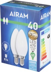 AIRAM LED LAMP KUUNAL OPAAL 2-PACK 4,5W E14 400OK 470LM 1pcs
