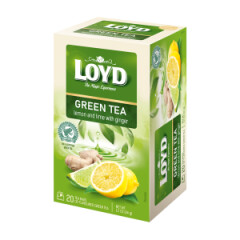 LOYD Zaļā tēja maisiņos ar citronu. laimu un Ingveru 20x1.7 34g
