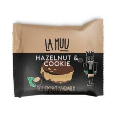 LA MUU Sandwich Sarapuupähklijäätis kakaoküpsistega, 75 g/140 ml 75g