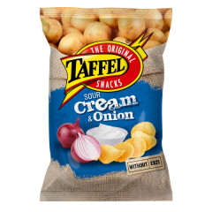 TAFFEL Taffel sour cream- and onion-flavoured potato chips 130g