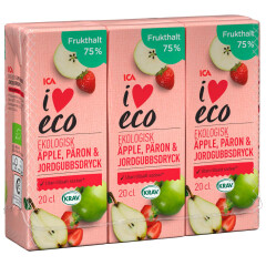 I LOVE ECO Mahe õuna-, pirni- ja maasikajook 3x200ml 600ml