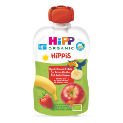 HIPP Ekologiška obuolių, braškių, bananų tyrele HIPP nuo 4 men. 100g