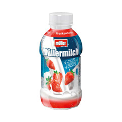 MÜLLERMILCH Braškių skonio pieno gėrimas mullermilch, 1,4 % rieb. 400g