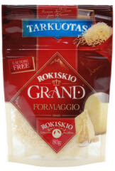ROKIŠKIO GRAND Tarkuotas kietas sūris Rokiškio GRAND, 37% rieb., 80 g, maiš. 80g