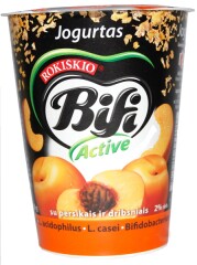 ROKIŠKIO BIFI ACTIVE Yogurt 2 % BIFI ACTIVE with peach 360 g 360g