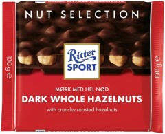 RITTER SPORT Tumšā šokolāde ar lazdu riekstiem 100g