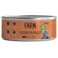 FARM PET FOOD Kassi märgtoit veiseliha ja porgandiga 90g