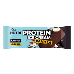 NUTRI NUTRI PROTEIN vanilės skonio valgomieji ledai su becukriu glaistu ant pagaliuko (su saldikliais), 67g 67g
