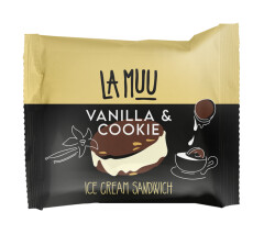 LA MUU Vanilla Ice Cream Sandwich with Cocoa Cookies, 75 g/140 ml 75g