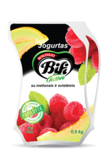 ROKIŠKIO BIFI ACTIVE Jogurtas BIFI ACTIVE 2% su avietėmis, melionais,0,9kg, ecolean 900g