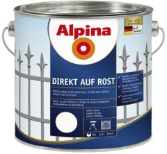 ALPINA Metalo dažai ALPINA DIREKT AUF ROST, baltos sp., 2,5 l 2,5l