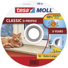 TESA Guminė sandarinimo juosta TESA, balta, 3-7 mm tarpams, 9 mm x 1 m 1m