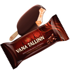 CLASSIC Kohvi-koorejäätis „Vana Tallinn“ likööriga tumedas Belgia šokolaadis pulk 120ml 0,08kg