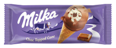 NESTLE Saldējums Milka vaniļas ar šokolādes gabaliņiem konusā 0,072kg