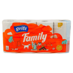 GRITE Tual.papīrs Grite Family 3-kārt.8ruļļi 8pcs