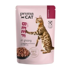 PRIMA CAT Konservuotas kačiu ėdalas PRIMACAT (jautiena padaže) 85g