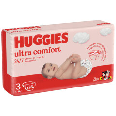 HUGGIES Sauskelnės ultra comfort 3 (4-9 kg) 56pcs