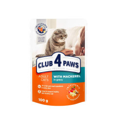 CLUB4PAWS Konservi kaķiem ar skumbriju 100g