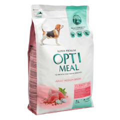 OPTIMEAL Sausa barība pieaugušiem suņiem Medium ar tītara gaļu 4kg