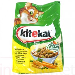 KITEKAT Sausas kačių ėdalas KITEKAT su vištiena ir daržovėmis, 1 kg 1kg
