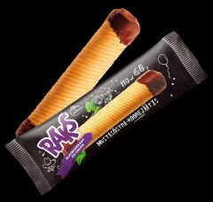 RAKS Blackcurrant cream ice cream in waffle tube 0,068kg
