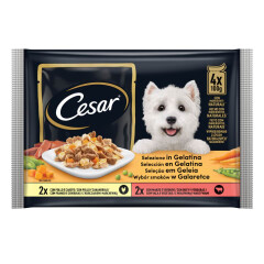 CESAR Koeraeine kana ja köögiviljadega ning veise ja köögiviljadega 4x100g 400g