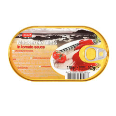 RIMI Makreles filejas Rimi tomātu mērcē 170g