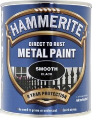HAMMER Metalo dažai HAMMERITE SMOOTH FINISH, juodos sp., 250 ml 250ml