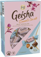 GEISHA Pieninio šokolado saldainiai su irisų skonio lazdynų riešutų įdaru 150g