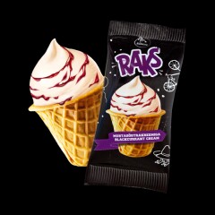 RAKS RAKS Ice cream with black currant cream in sugar waffle cup 140ml/77g 0,077kg