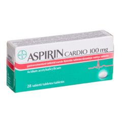 ASPIRIN CARDIO Aspirin Cardio 100mg skrandyje neirios tab. N28 (Bayer Schering Pharma AG, Vokietija) 1pcs
